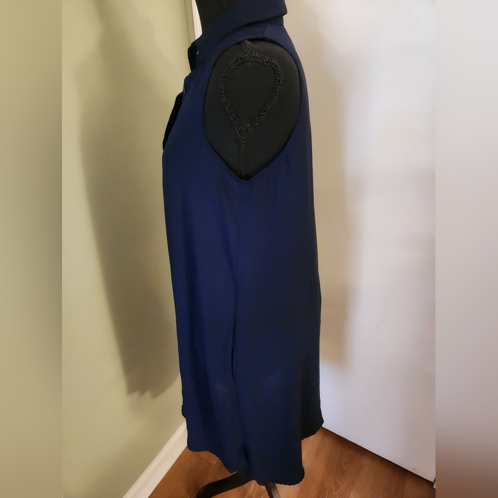 Adrianna Papell Dress Shirt Navy Blue With Pockets - Picture 4 of 5